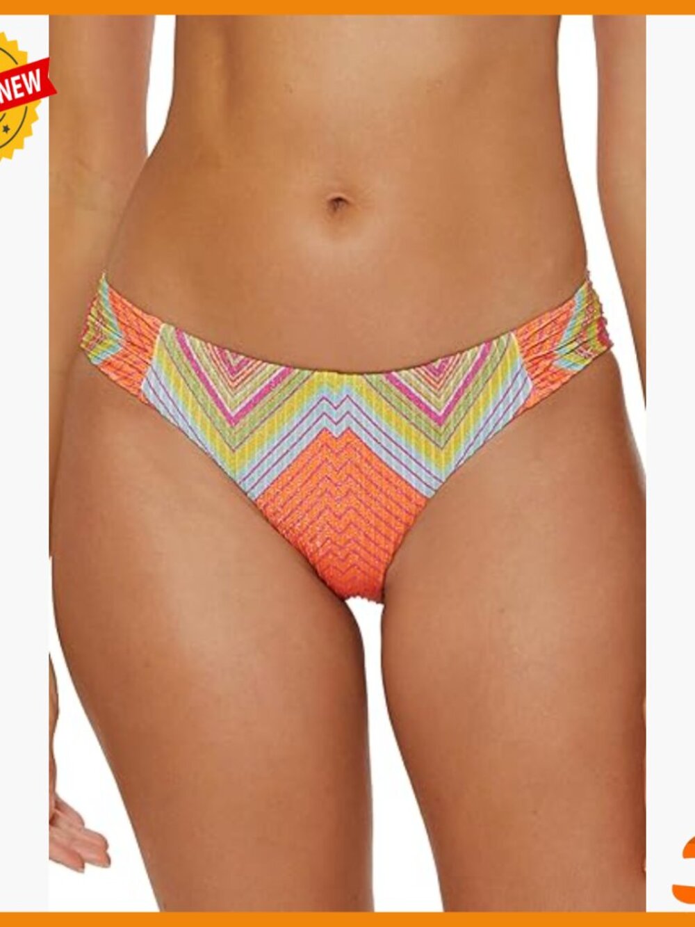 Hipster Bikini Bottom With Shirred Sides, Cheeky Coverage, Nylon Spandex Blend